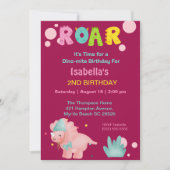 Dino Girls 2. Geburtstagsfeier Party Einladung (Vorderseite)