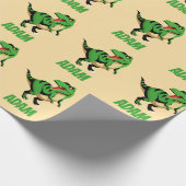 dino-grüne T-Rex-Musterkinder Geschenkpapier (Ecke)