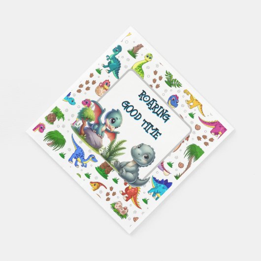 Dino Happy Birthday Paper Serviette (Ecke)