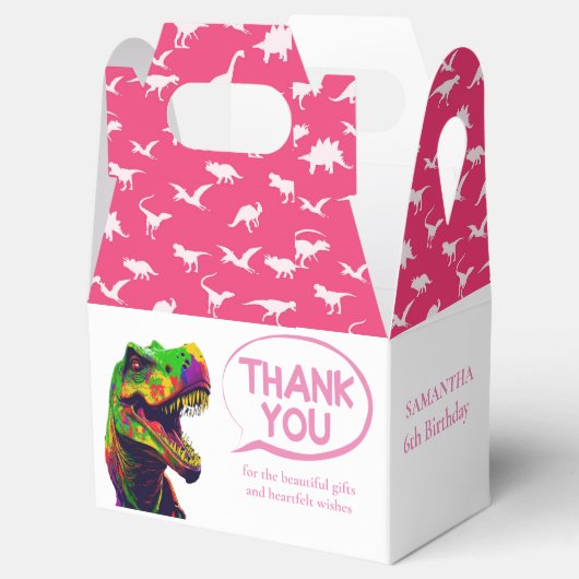 Dino Happy Pink Girl Favor Box Geschenkschachtel (Geöffnet)