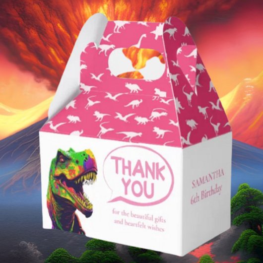 Dino Happy Pink Girl Favor Box Geschenkschachtel
