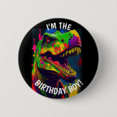 Dino Happy T Rex BIRTHDAY Boy Button (Vorderseite)