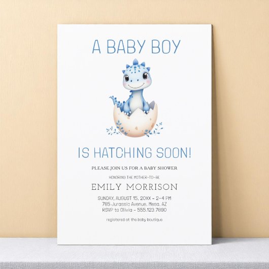 Dino Hatching Soon Dinosaur Baby Boy Dusche Einladung
