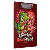 Dino Hearts Rawr Much Valentine,Couple Anniversary Klemmbrett (Rechts)