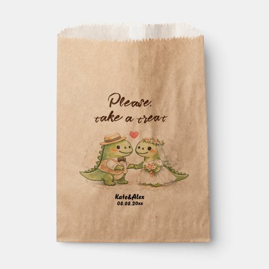 Dino-Hochzeit Geschenktütchen (Vorderseite)