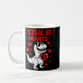 Dino Holding Heart I Steal 67 Hearts Funny Six Sev Kaffeetasse (Links)