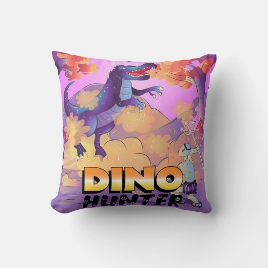 Dino Hunter Illustration Pillow Kissen (Vorderseite)