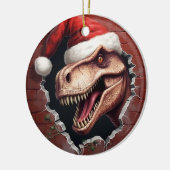 Dino in Weihnachtsmannmütze - 3D Keramik Ornament (Links)