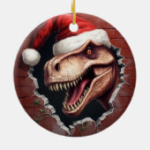 Dino in Weihnachtsmannmütze - 3D Keramik Ornament (Hinten)