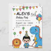 Dino Jungle Birthday Invitation for Kids Save The Date (Vorderseite)