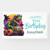 Dino Jurassic Jungle Kindergeburtstag Blue Banner (Horizontal)