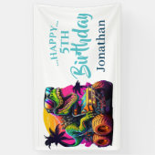 Dino Jurassic Jungle Kindergeburtstag Blue Banner (Vertikal)