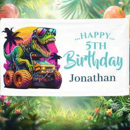 Dino Jurassic Jungle Kindergeburtstag Blue Banner