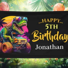Dino Jurassic Jungle Kindergeburtstag Blue Banner