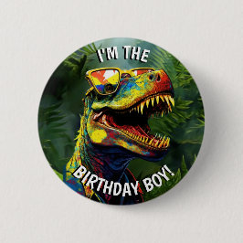 Dino Jurassic Jungle Kindergeburtstag Boy Button