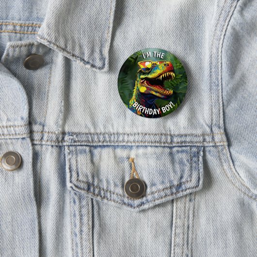 Dino Jurassic Jungle Kindergeburtstag Boy Button (Beispiel)