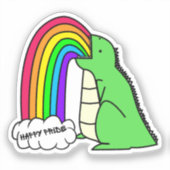 Dino kotzt Regenbögen Aufkleber (Vorderseite)