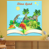 Dino Land Lektüre ist ein lustiges Popupbuch Leinwanddruck (Insitu (Wohnzimmer))