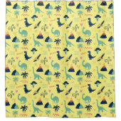 Dino Land Yellow Duschvorhang (Vorderseite)