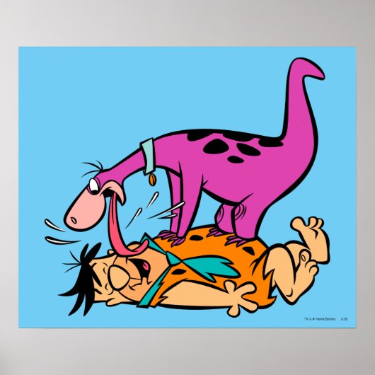 Dino leckt Fred Flintstone Poster (Vorne)