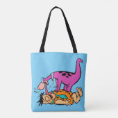 Dino leckt Fred Flintstone Tasche (Rückseite)