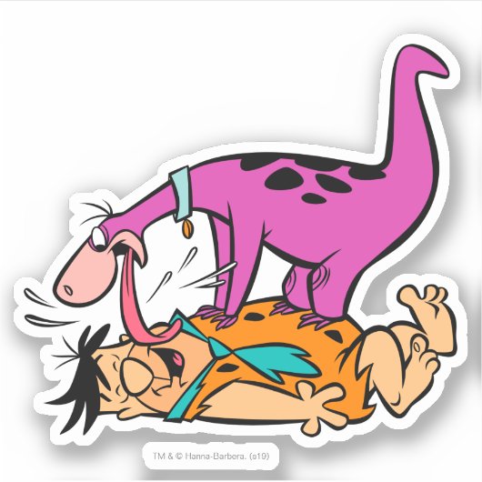 Dino Licking Fred Flintstone Aufkleber (Vorderseite)