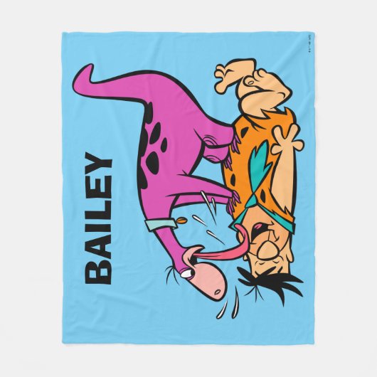 Dino Licking Fred Flintstone Fleecedecke (Vorderseite)