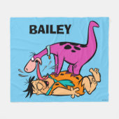 Dino Licking Fred Flintstone Fleecedecke (Vorderseite (Horizontal))