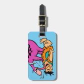 Dino Licking Fred Flintstone Gepäckanhänger (Vorderseite vertikal)