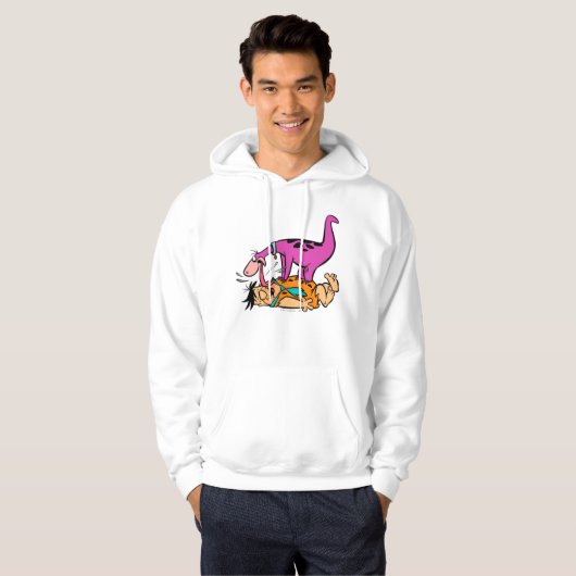 Dino Licking Fred Flintstone Hoodie (Vorne ganz)