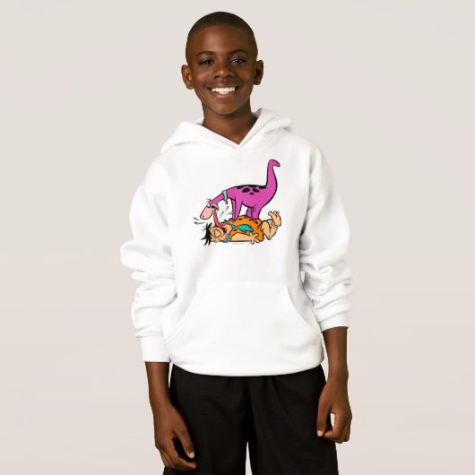 Dino Licking Fred Flintstone Hoodie (Vorne ganz)