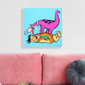 Dino Licking Fred Flintstone Leinwanddruck (Insitu (Wohnzimmer))