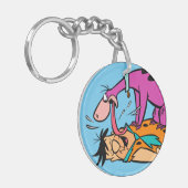Dino Licking Fred Flintstone Schlüsselanhänger (Vorderseite links)
