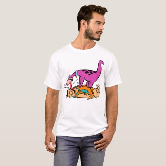 Dino Licking Fred Flintstone T-Shirt (Vorne ganz)