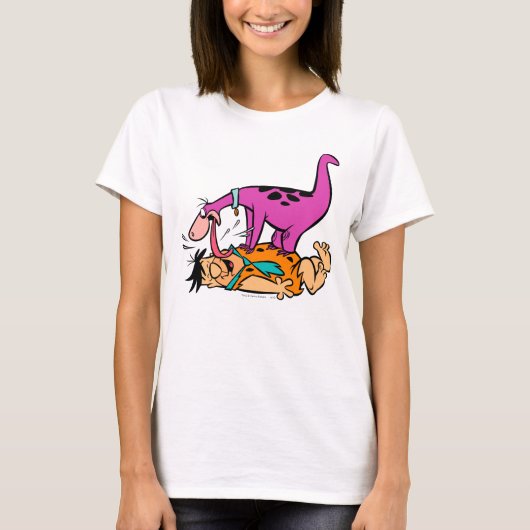 Dino Licking Fred Flintstone T-Shirt (Vorderseite)