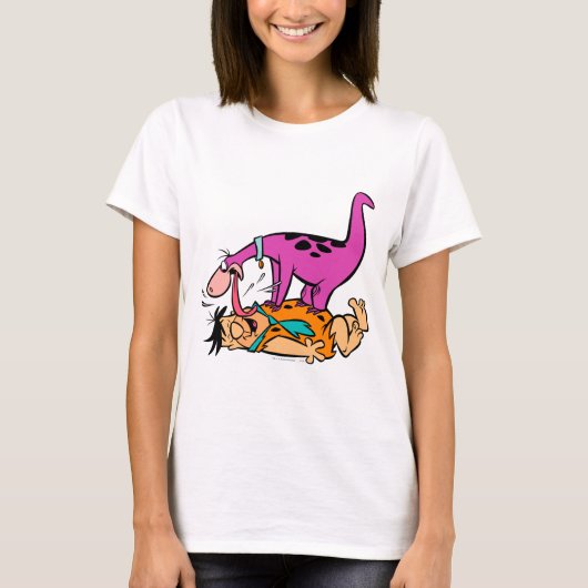 Dino Licking Fred Flintstone T-Shirt (Vorderseite)