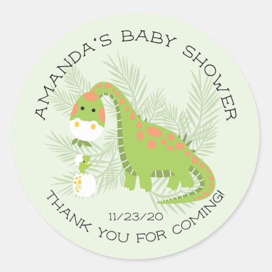 Dino Liebe Boys Baby Dusche Gefallen Sticker (Vorderseite)