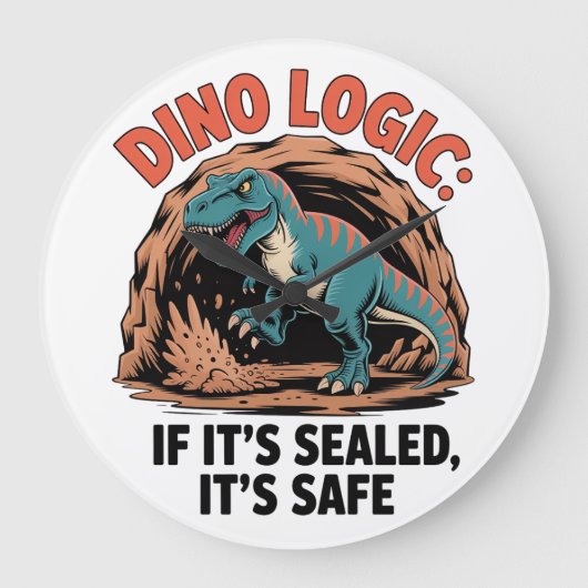 Dino-Logik Große Wanduhr (Vorderseite)