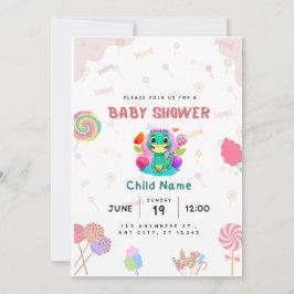 Dino Lolipop Babyduschkarte Einladung