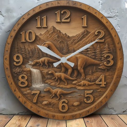 Dino lover gift Dinosaur sculpture Große Wanduhr