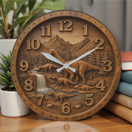 Dino lover gift Dinosaur sculpture Große Wanduhr