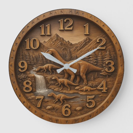 Dino lover gift Dinosaur sculpture Große Wanduhr (Vorderseite)