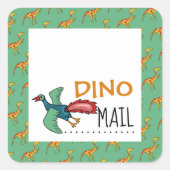 Dino Mail, Dinosaur Quadratischer Aufkleber (Vorderseite)