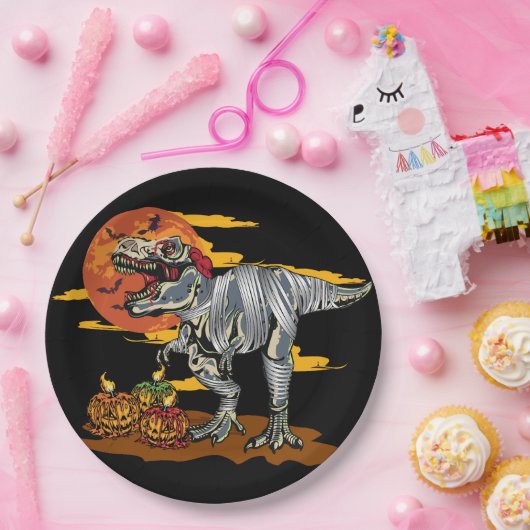 Dino-Mash: Spooky Pumpkinosaurier Pappteller (Party)