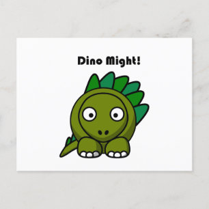 Dino Might Green Stegosaurus Funny Kids Cartoon Postkarte