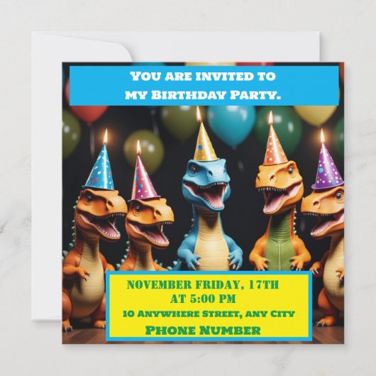 Dino Mighty Einladung (Vorderseite)