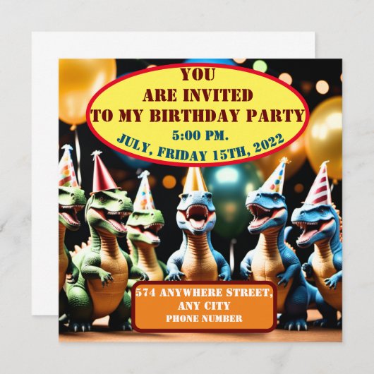 Dino Mighty II Einladung (Vorne/Hinten)