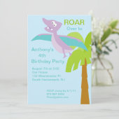 DINO-Milz Pterodactyl Kindergeburtstag Einladung (Stehend Vorderseite)