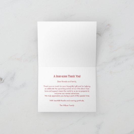 Dino mit Pink Bow Dankeschön Karte (Innenseite)