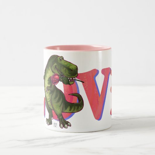 Dino mit Rose Liebe Tasse (Mittel)